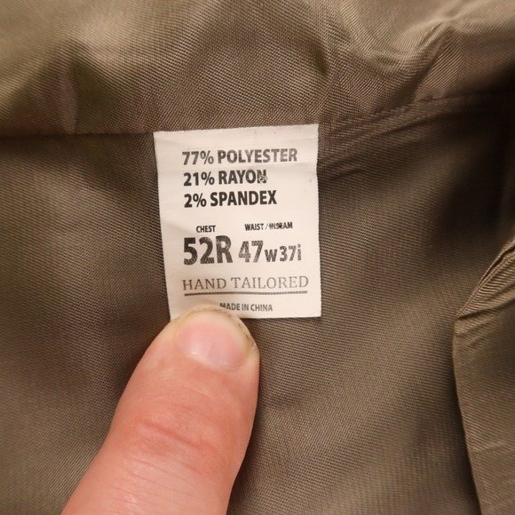 Mens Vest 2XL 52R Tan Beige Twill Dress Waistcoat Hand Tailored Polyester - Picture 6 of 7